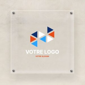 Plaque professionelle plexiglass 30*30 transparent avec logo