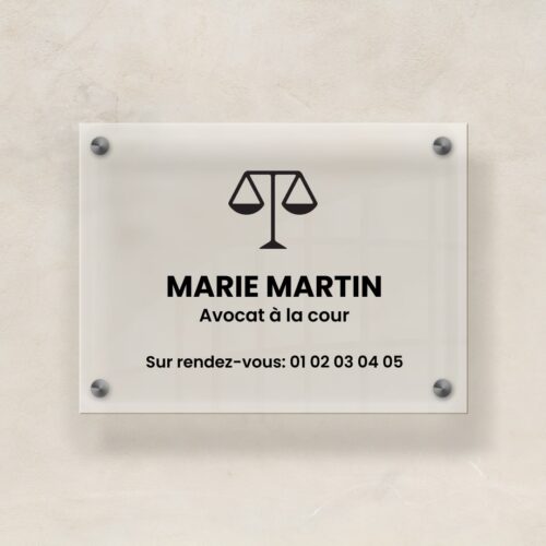 Plaque professionelle plexiglass 30_25 avocat